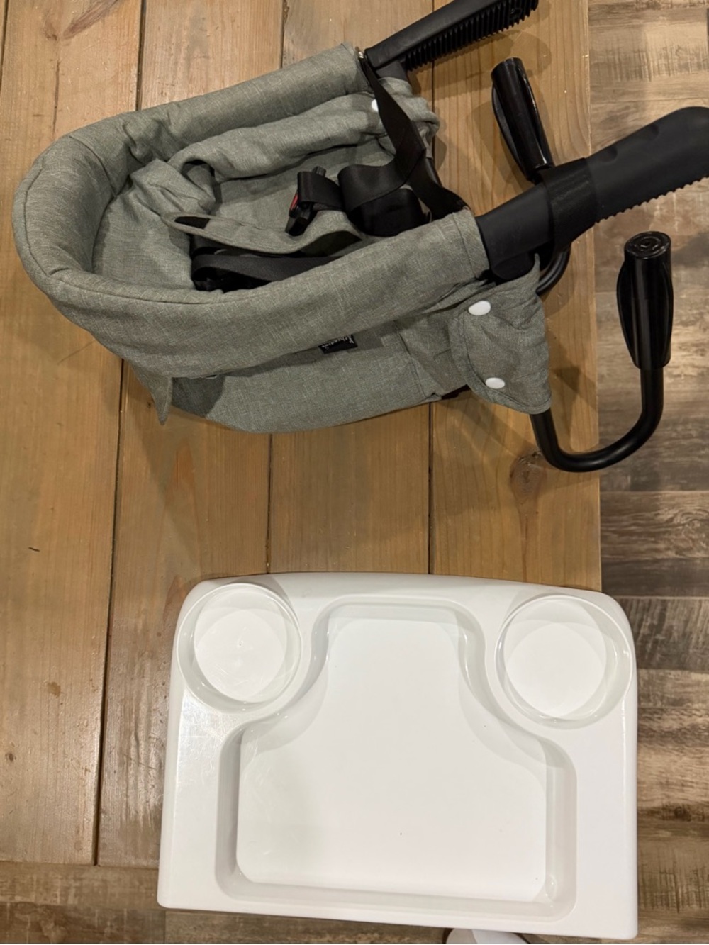 Gray Portable Baby Hook-On High Chair with Tray